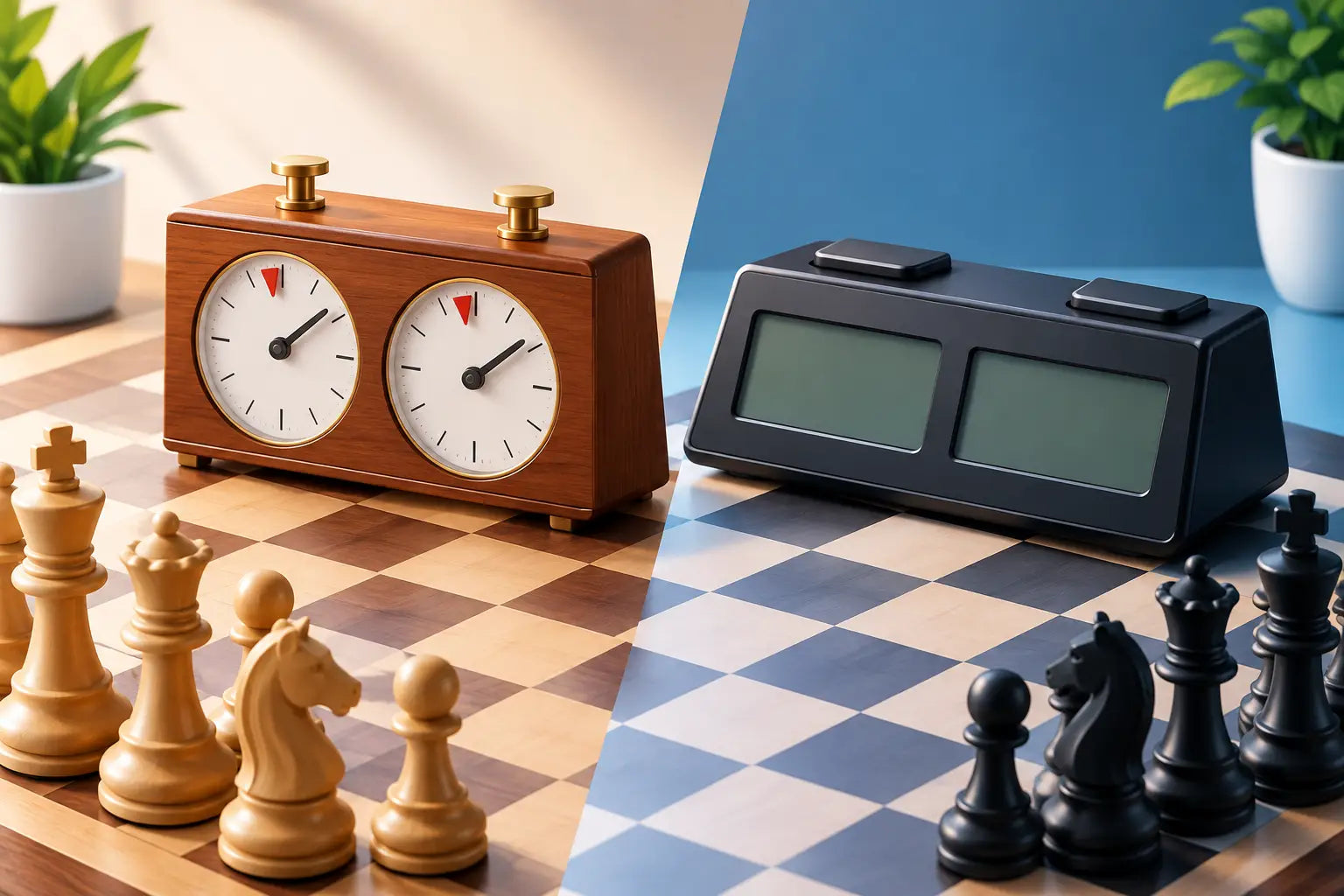 Analogschachuhr vs. Digitalschachuhr im Vergleich