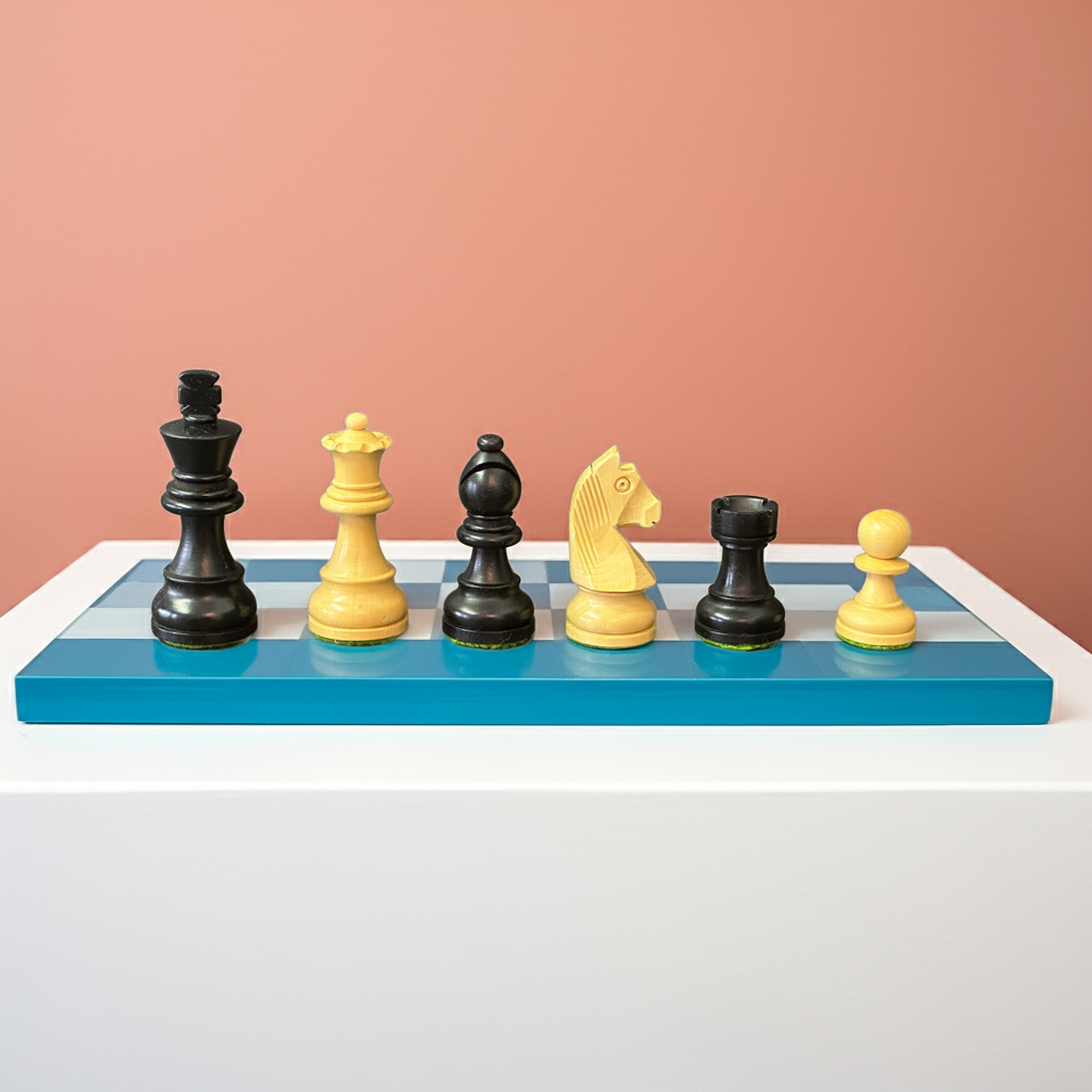 Chess pieces in black/boxwood, KH 75mm, leaded