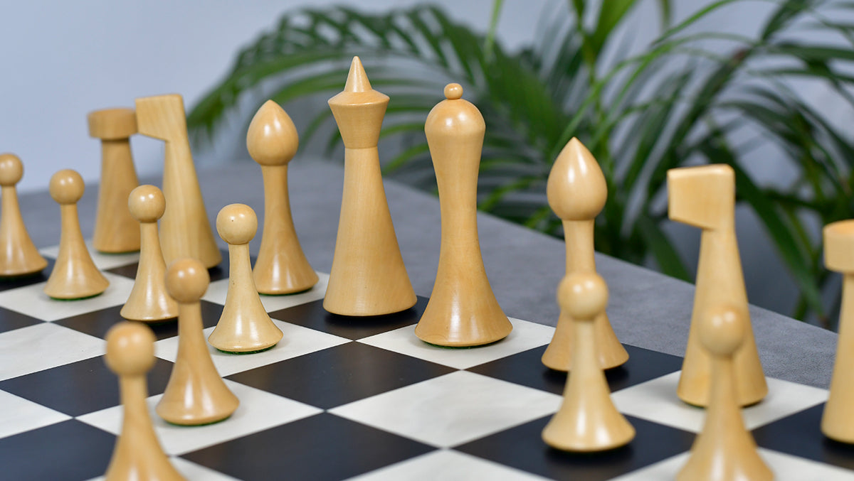 Herman Ohme Chess Pieces – 3.75'' King, Ebonized Boxwood
