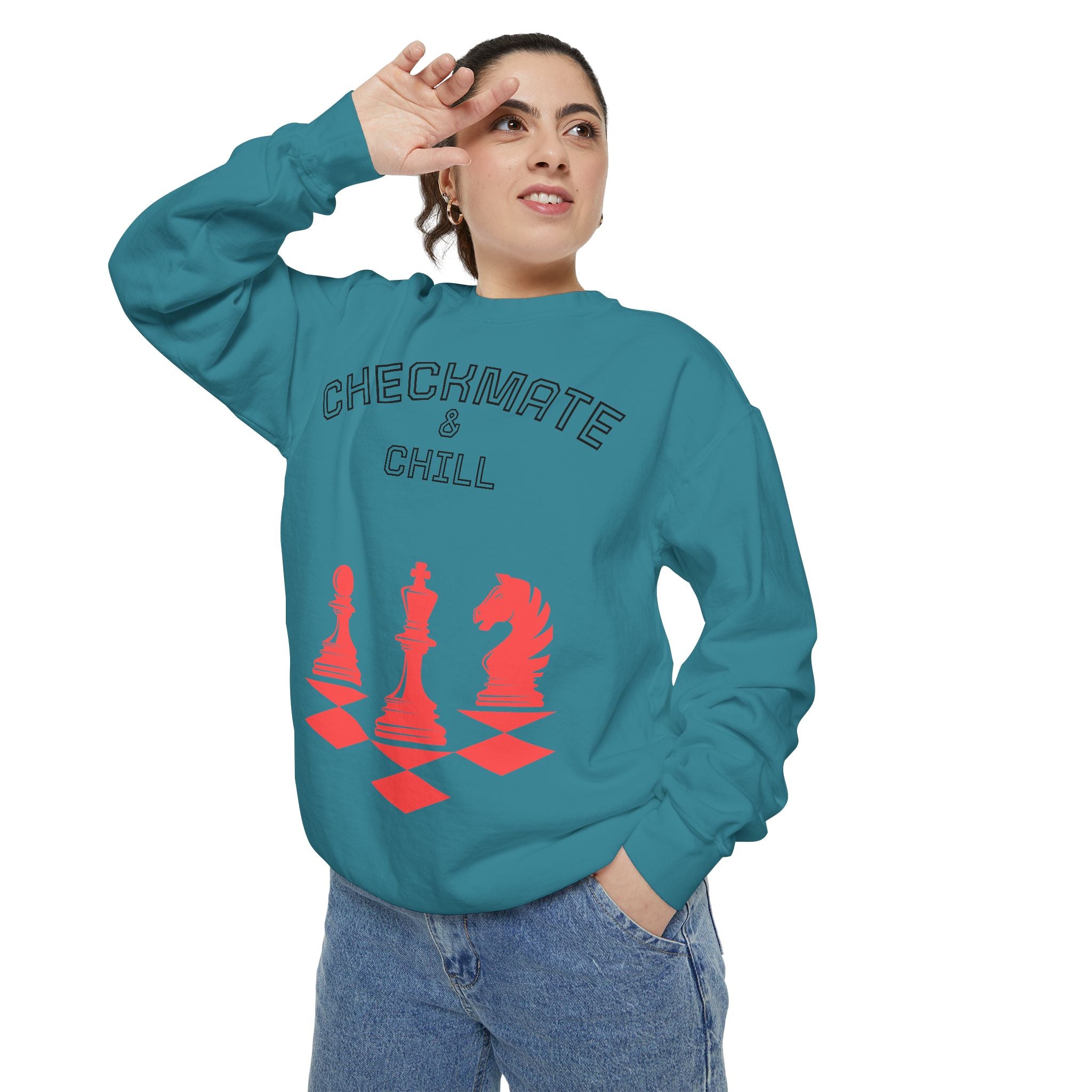 Chess-Themed Sweatshirt for Gamers and Puzzle Lovers - Checkmate & Chill 