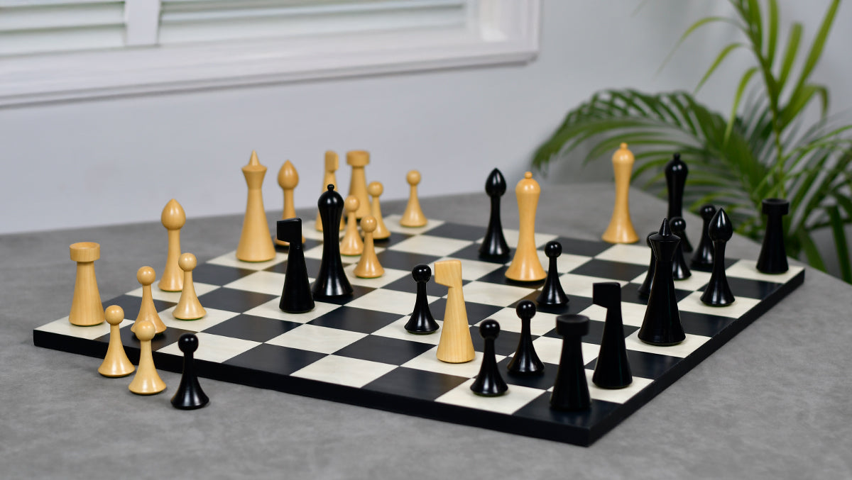 Herman Ohme Chess Pieces – 3.75'' King, Ebonized Boxwood