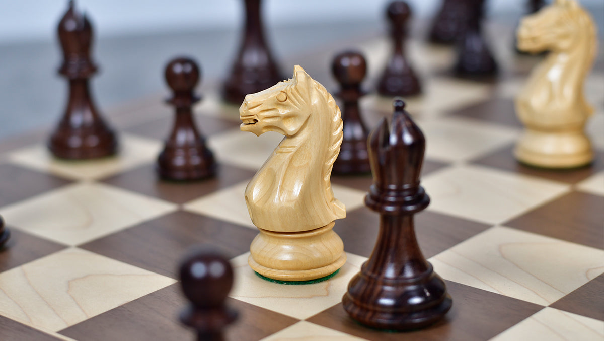 Fierce Knight Staunton Set – 4.1” King, Rosewood & Boxwood