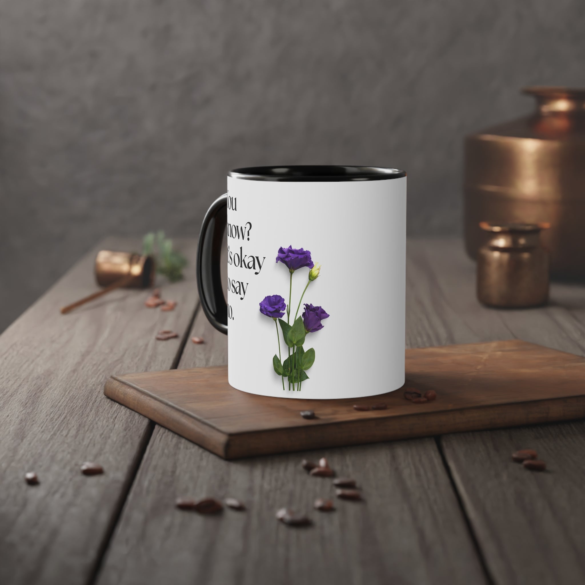 Empowering Floral Accent Mug, Motivational Coffee Cup - Checkmate & Chill 