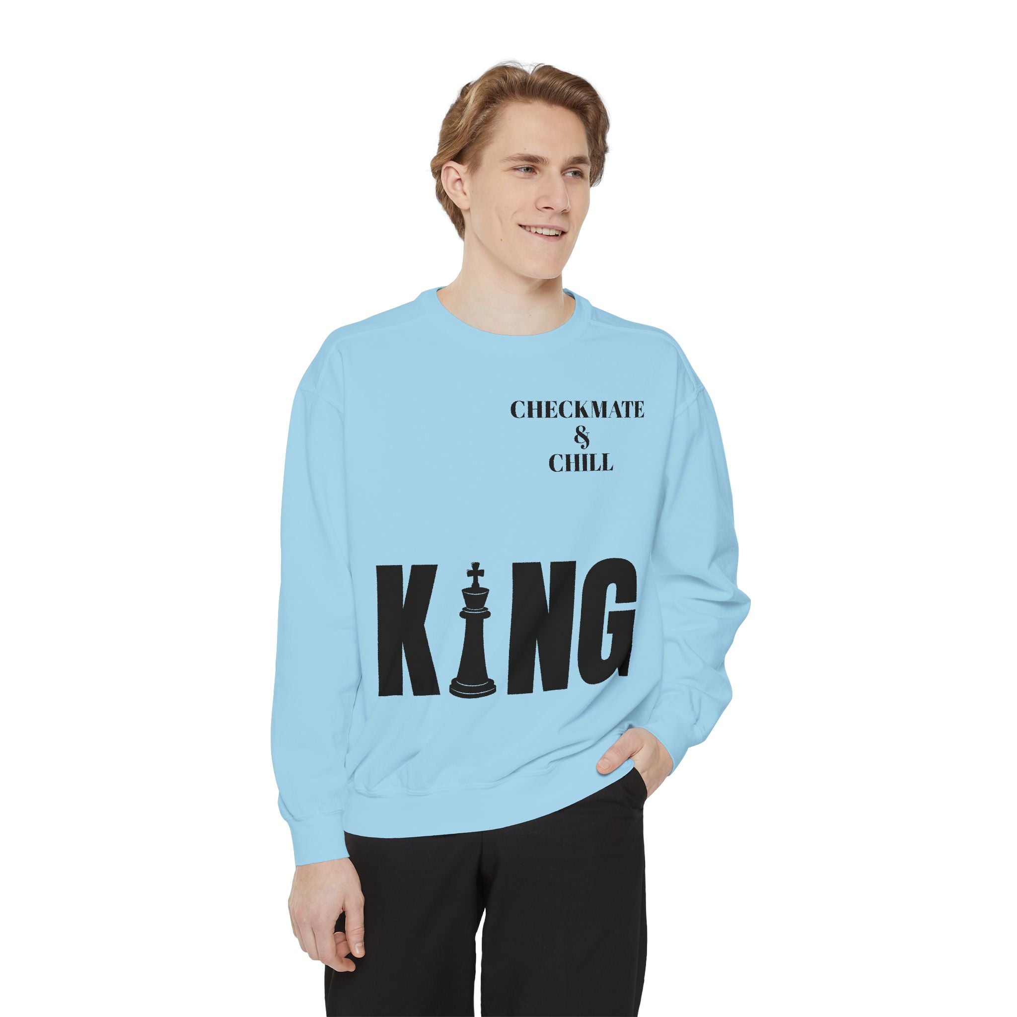 Chess Enthusiast Sweatshirt with Playful Design - Checkmate & Chill 