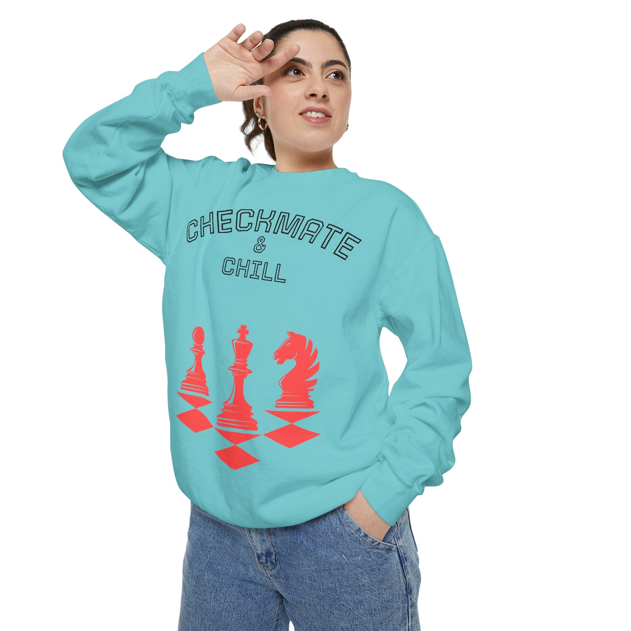 Chess-Themed Sweatshirt for Gamers and Puzzle Lovers - Checkmate & Chill 