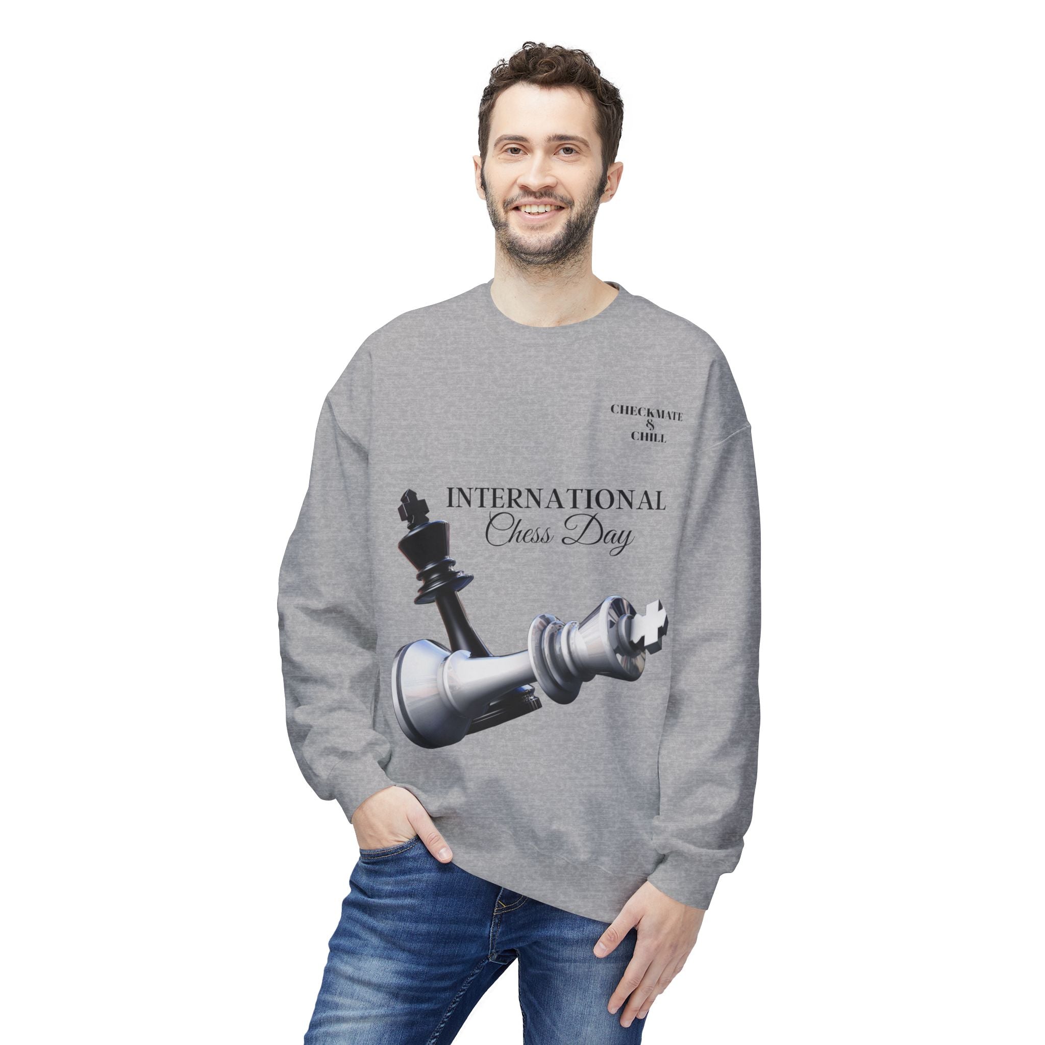 Chess Day Sweatshirt | Unisex Crewneck for Chess Lovers - Checkmate & Chill 