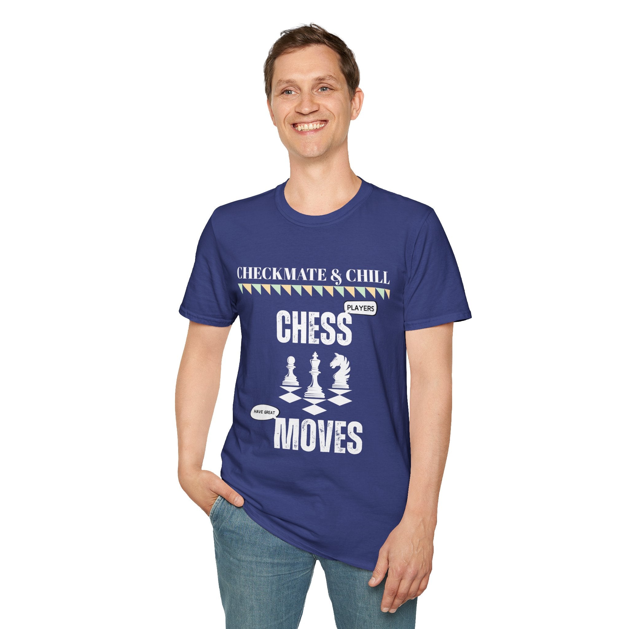 Unisex Softstyle T-Shirt for Casual Gatherings and Game Nights - Checkmate & Chill 