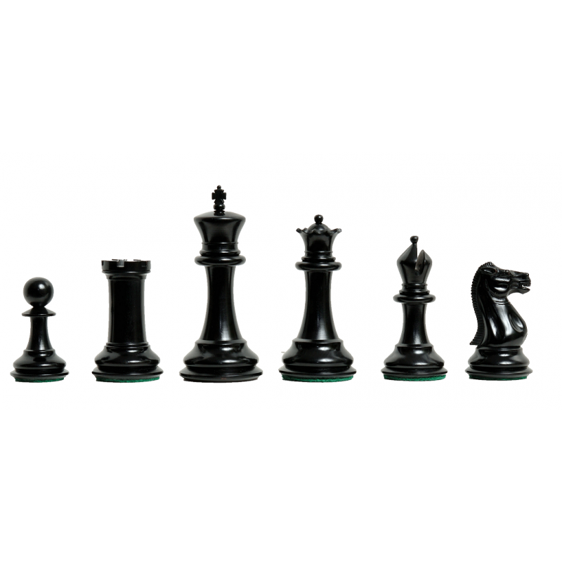 1851 Morphy Schachfiguren (Antik-Reproduktion) – Ebenholz & antikes Buchsbaumholz, 4,4" König