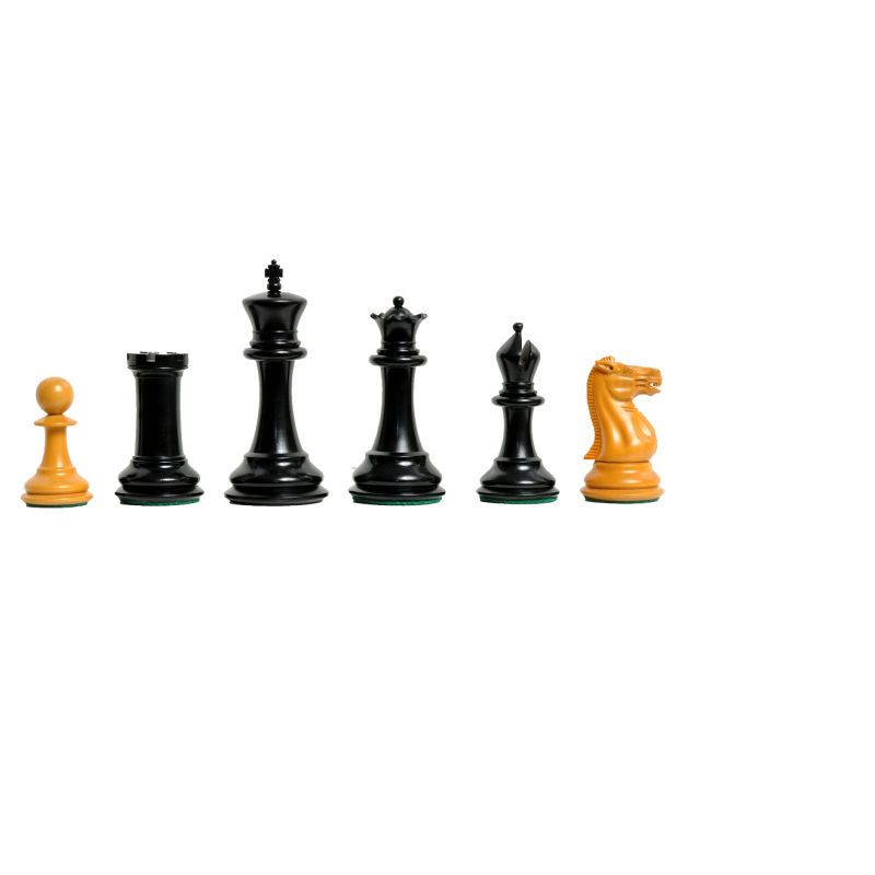 1851 Morphy Schachfiguren (Antik-Reproduktion) – Ebenholz & antikes Buchsbaumholz, 4,4" König