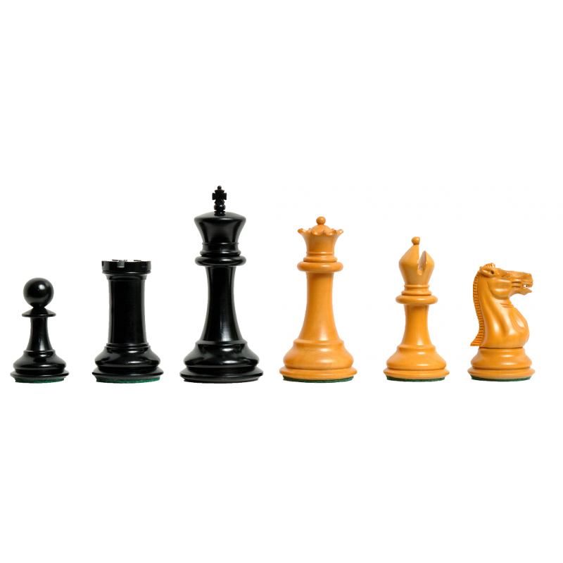 1851 Morphy Schachfiguren (Antik-Reproduktion) – Ebenholz & antikes Buchsbaumholz, 4,4" König