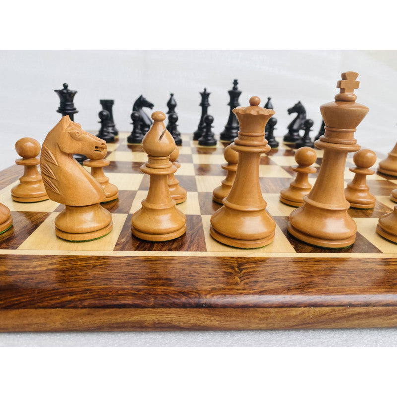 Schachfiguren Staunton (deutsch) aus den 1920er Jahren, 4 Zoll – Antikes Buchsbaum-Schachset