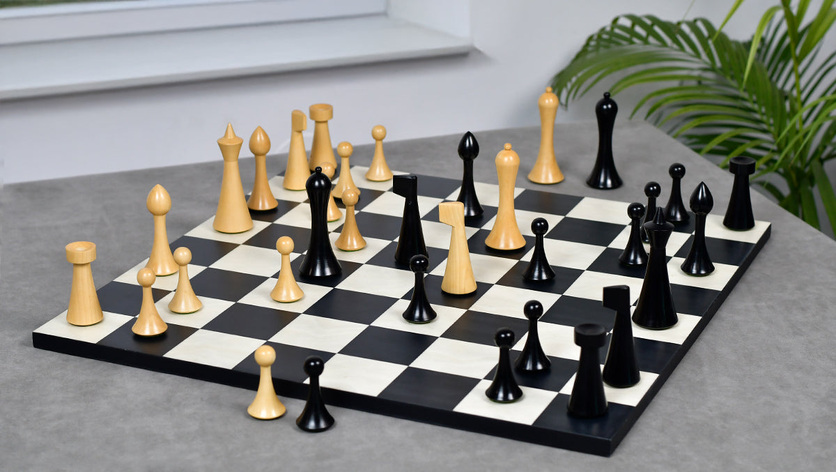 Herman Ohme Chess Pieces – 3.75'' King, Ebonized Boxwood