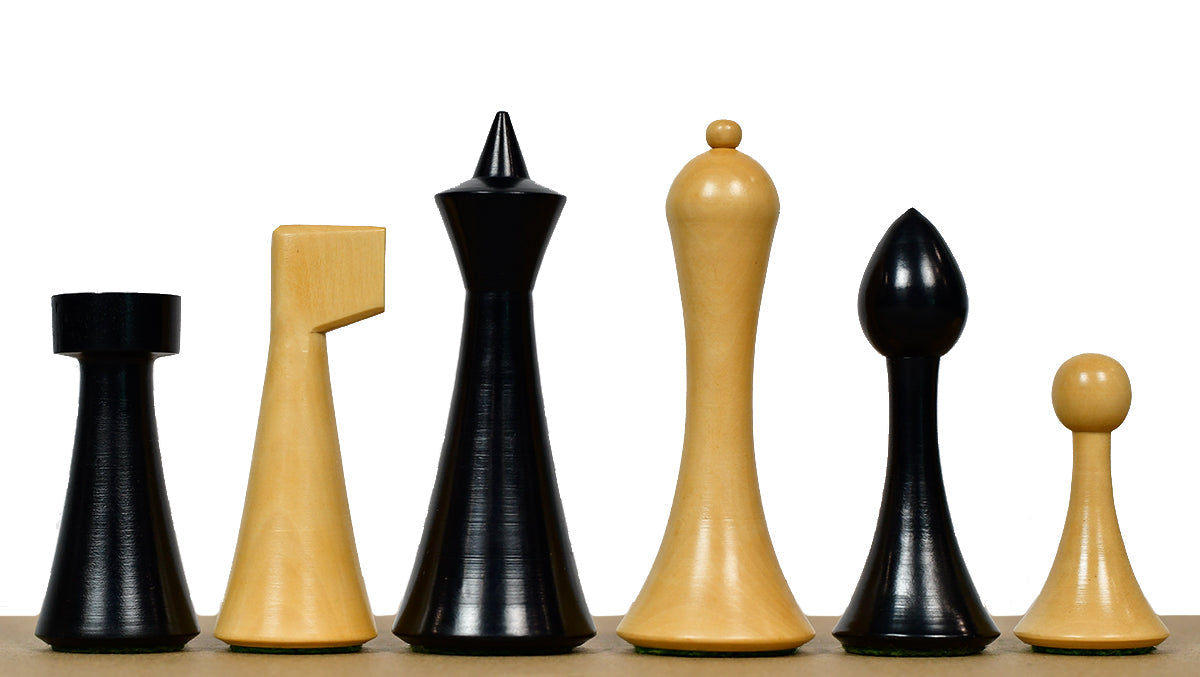 Herman Ohme Chess Pieces – 3.75'' King, Ebonized Boxwood
