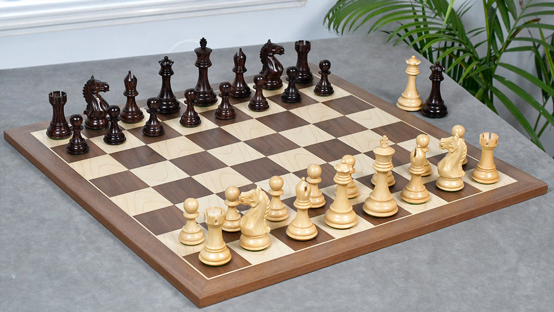 Fierce Knight Staunton Set – 4.1” King, Rosewood & Boxwood