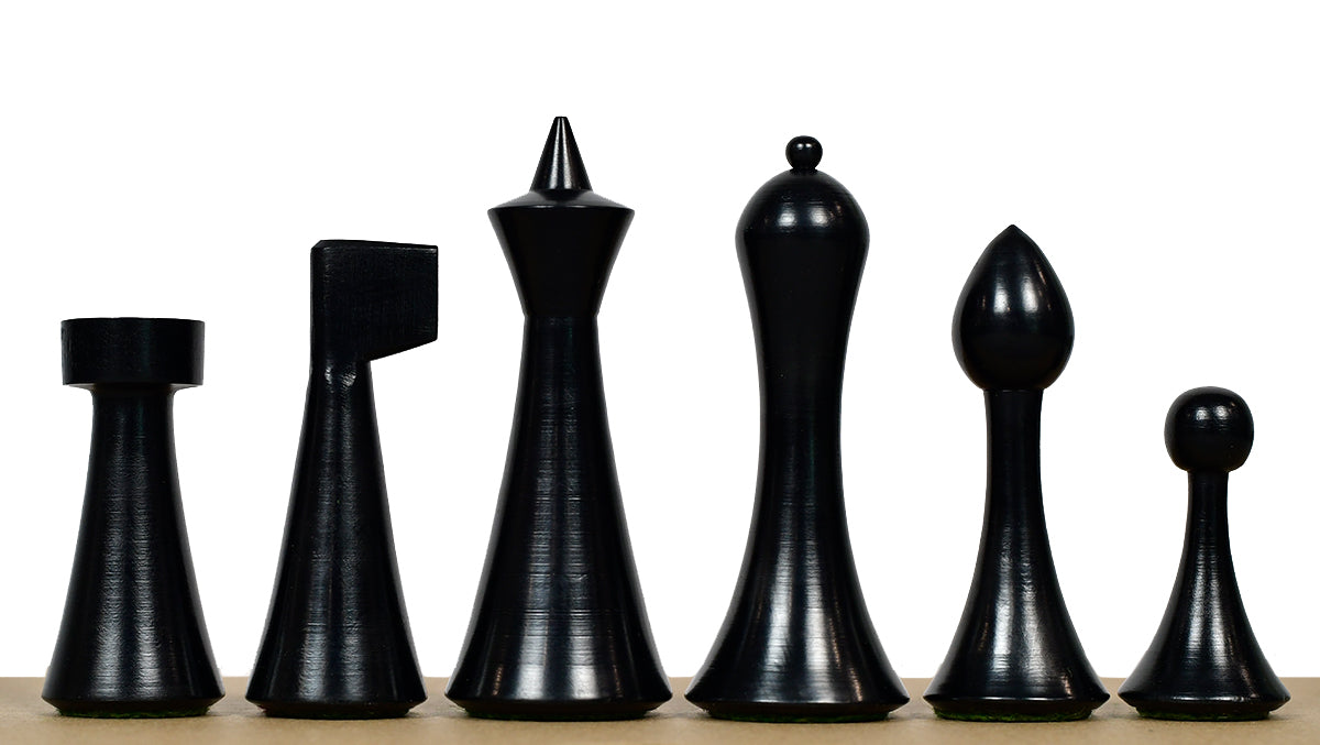 Herman Ohme Chess Pieces – 3.75'' King, Ebonized Boxwood