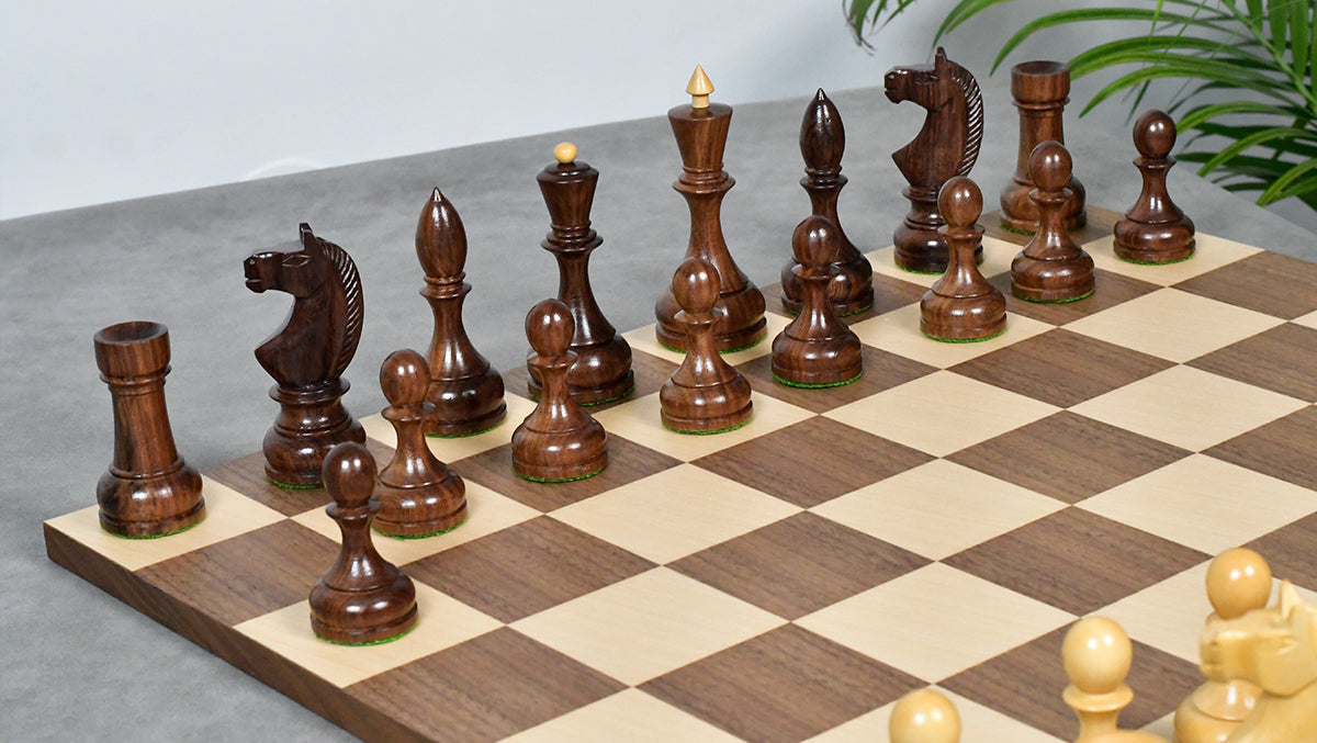 1930s Leningrad Schoolboy Chess Set – 4.2'' Sheesham Pieces