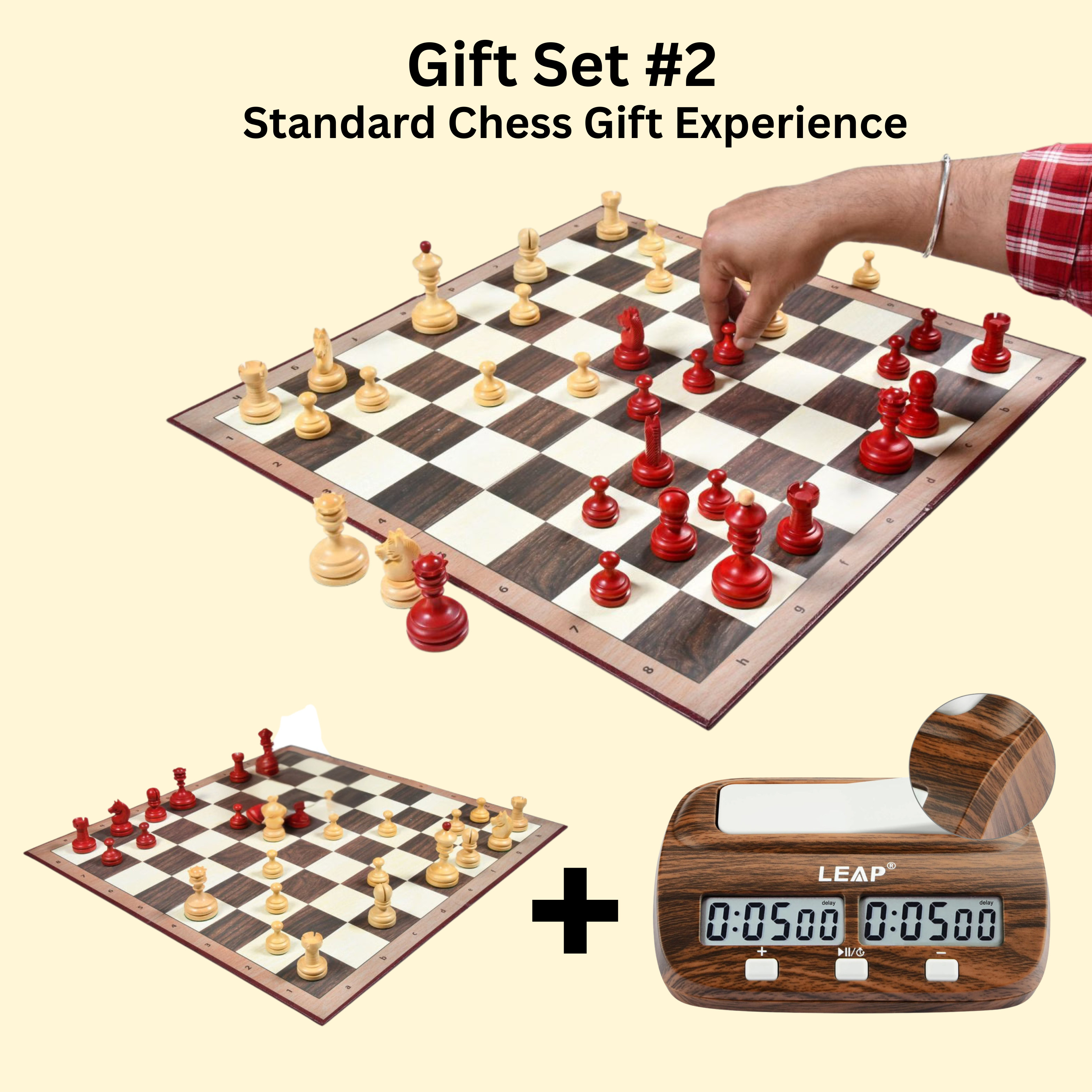 Knubbel Chess Set + LEAP Clock Gift Bundle