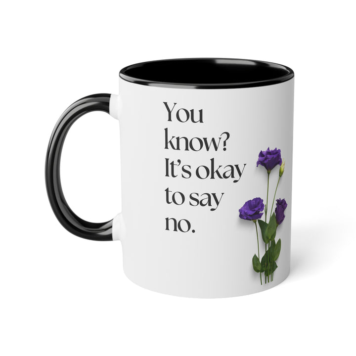 Empowering Floral Accent Mug, Motivational Coffee Cup - Checkmate & Chill 