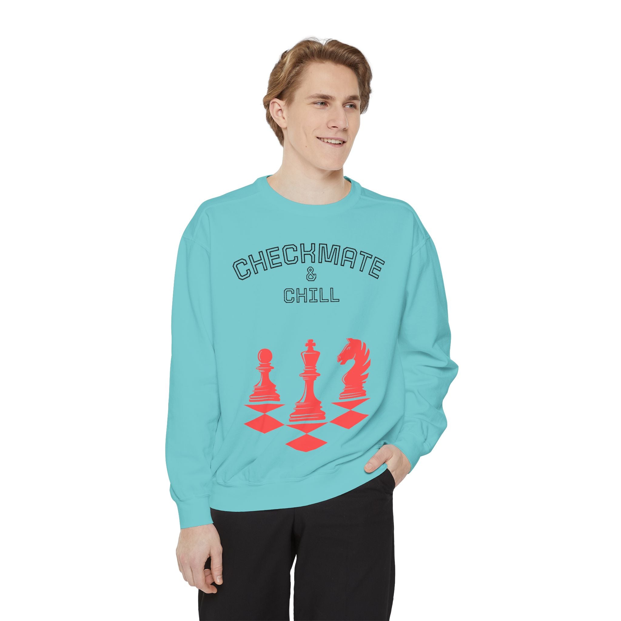 Chess-Themed Sweatshirt for Gamers and Puzzle Lovers - Checkmate & Chill 