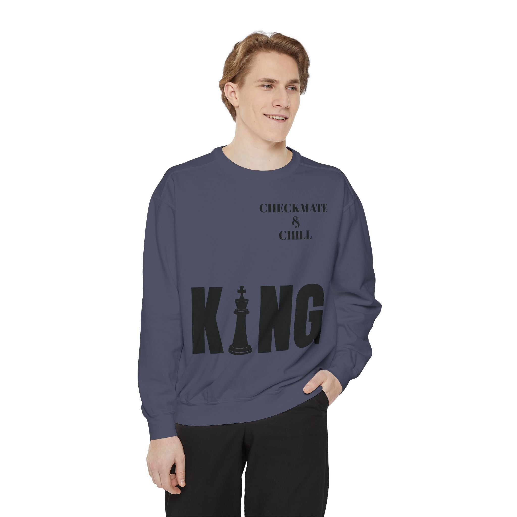 Chess Enthusiast Sweatshirt with Playful Design - Checkmate & Chill 