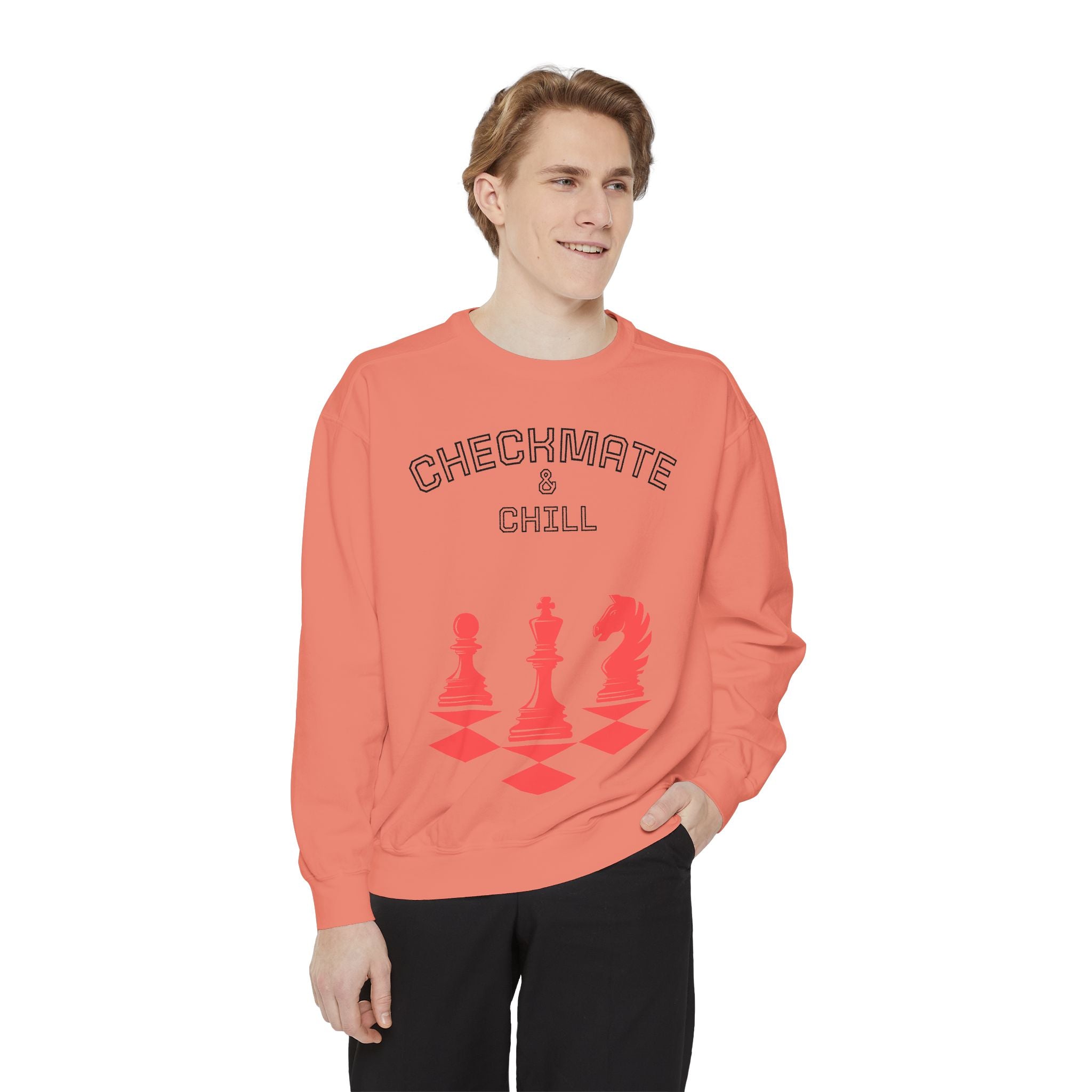 Chess-Themed Sweatshirt for Gamers and Puzzle Lovers - Checkmate & Chill 