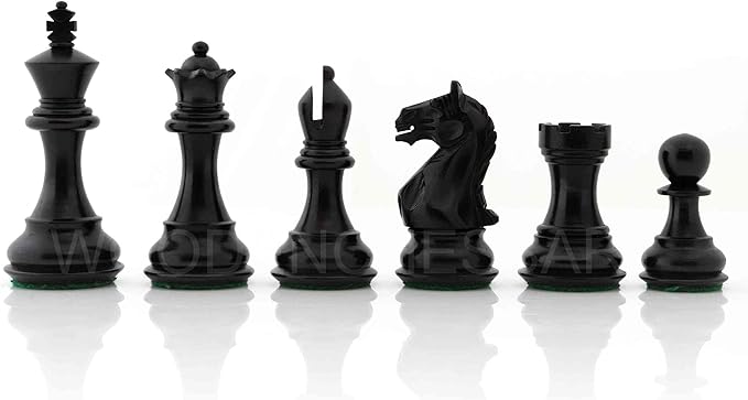 Supreme Staunton Chess Pieces 3.75″ – Ebonized Wood Set