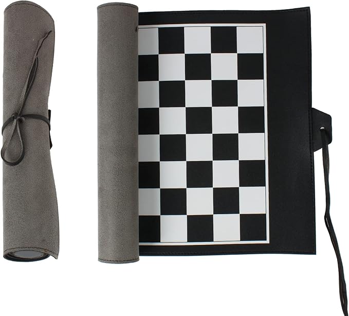 Andux PGSLQ-01 Portable Rolling Chess Board – PU Leather, Black