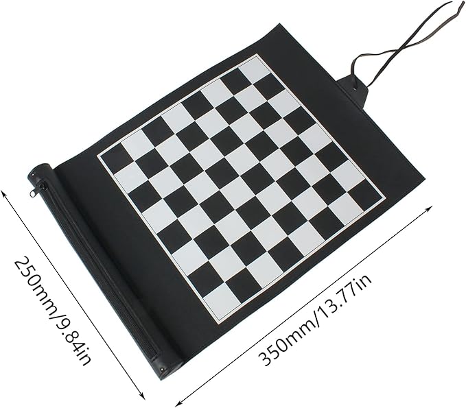Andux PGSLQ-01 Portable Rolling Chess Board – PU Leather, Black