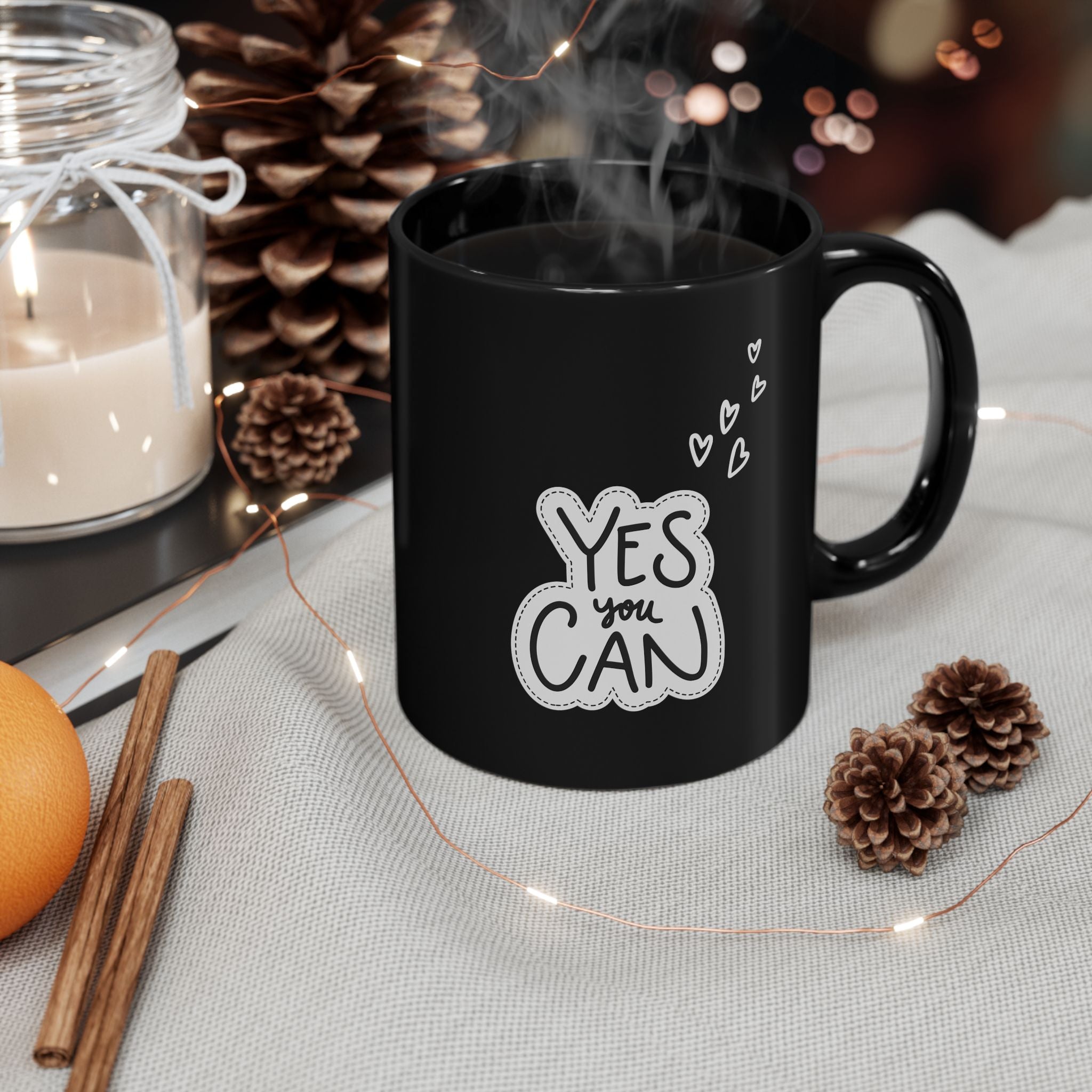 Inspirational Coffee Mug - Yes You Can, Motivational Drinkware - Checkmate & Chill 