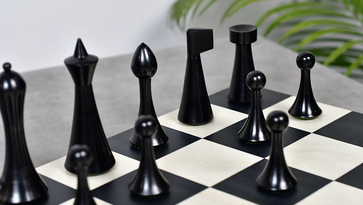 Herman Ohme Chess Pieces – 3.75'' King, Ebonized Boxwood