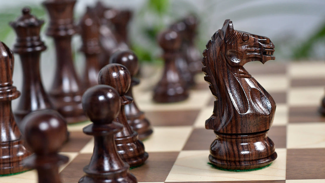 Fierce Knight Staunton Set – 4.1” King, Rosewood & Boxwood
