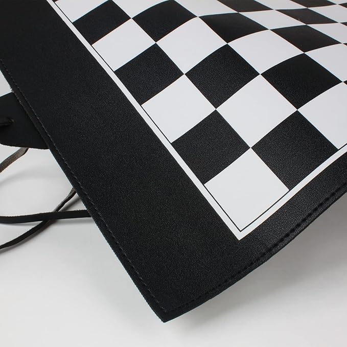 Andux PGSLQ-01 Portable Rolling Chess Board – PU Leather, Black