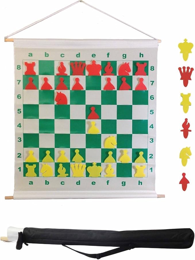 Roll-Up Chess Teaching Board – 70 mm Squares with Insertable Pieces