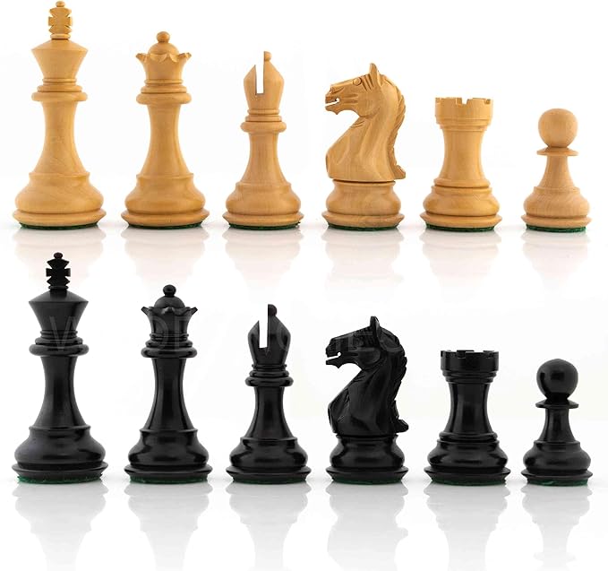 Supreme Staunton Chess Pieces 3.75″ – Ebonized Wood Set