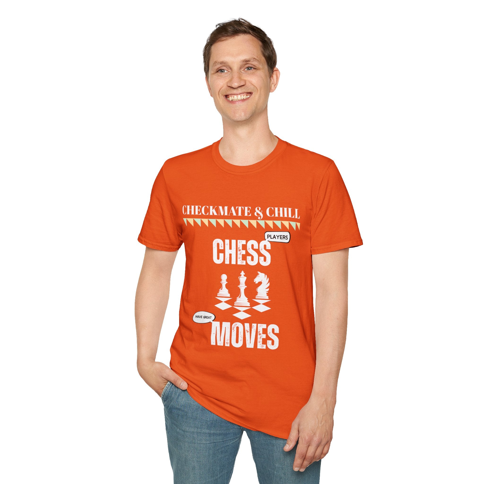Unisex Softstyle T-Shirt for Casual Gatherings and Game Nights - Checkmate & Chill 
