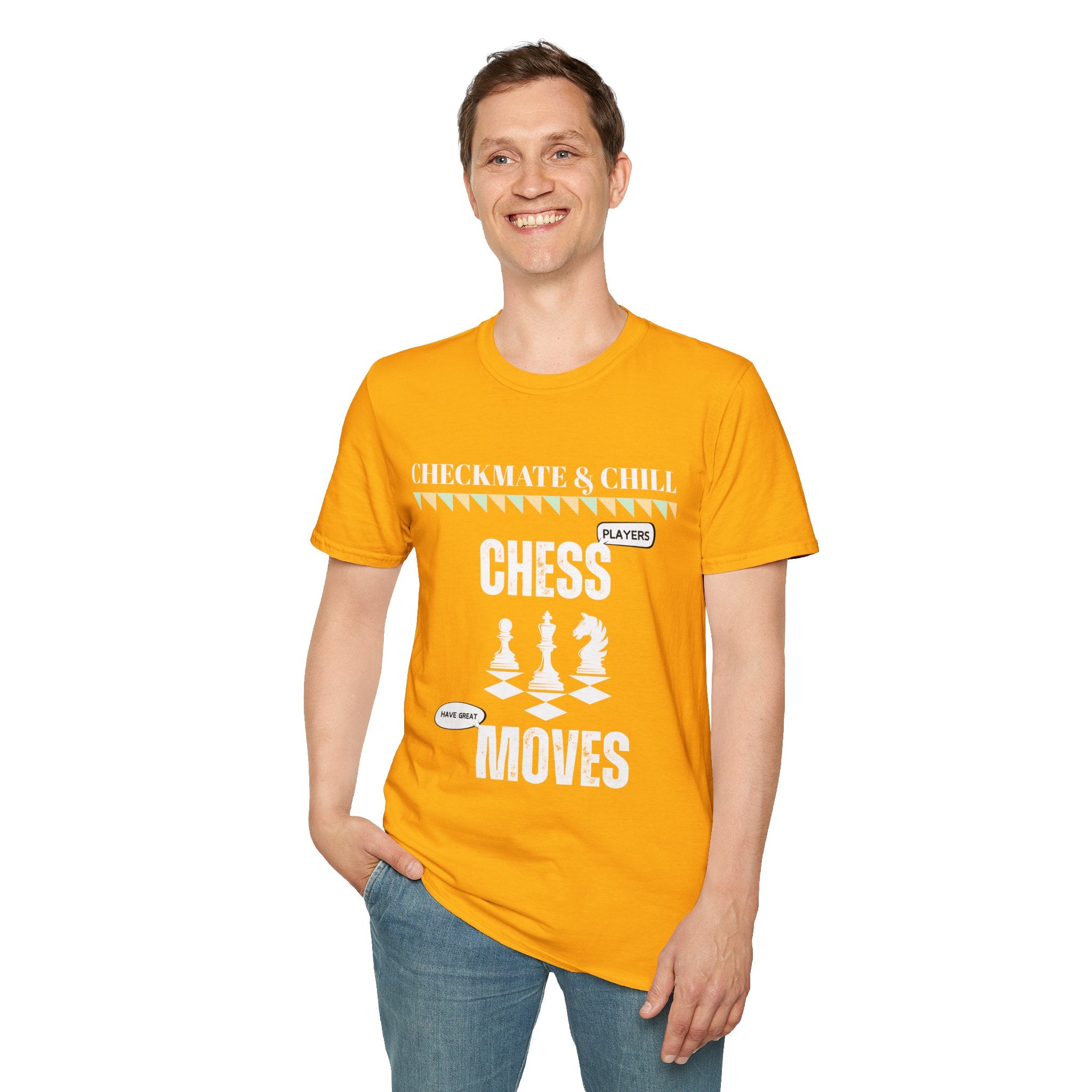 Unisex Softstyle T-Shirt for Casual Gatherings and Game Nights - Checkmate & Chill 