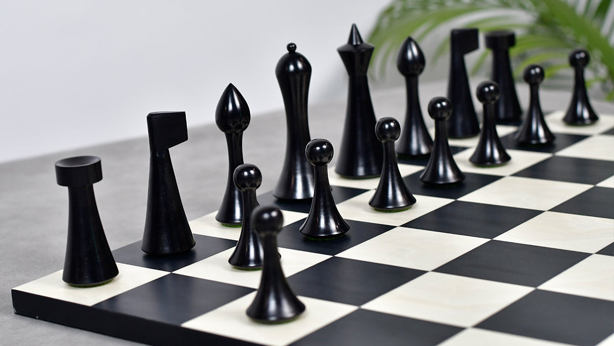 Herman Ohme Chess Pieces – 3.75'' King, Ebonized Boxwood