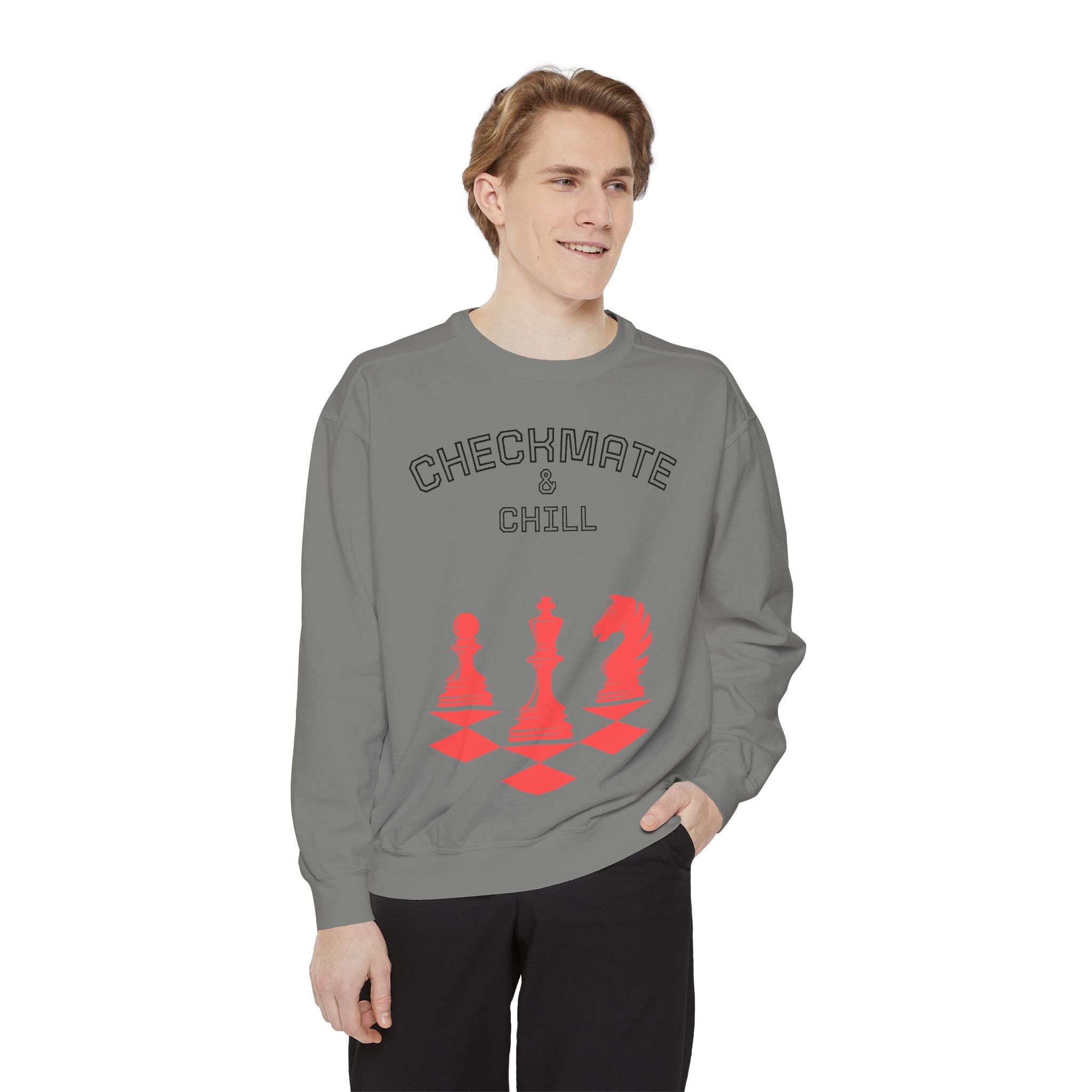 Chess-Themed Sweatshirt for Gamers and Puzzle Lovers - Checkmate & Chill 