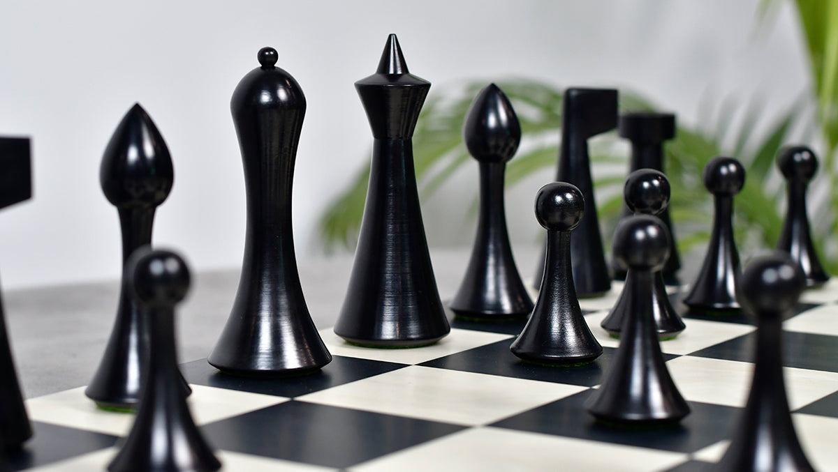 Herman Ohme Chess Pieces – 3.75'' King, Ebonized Boxwood