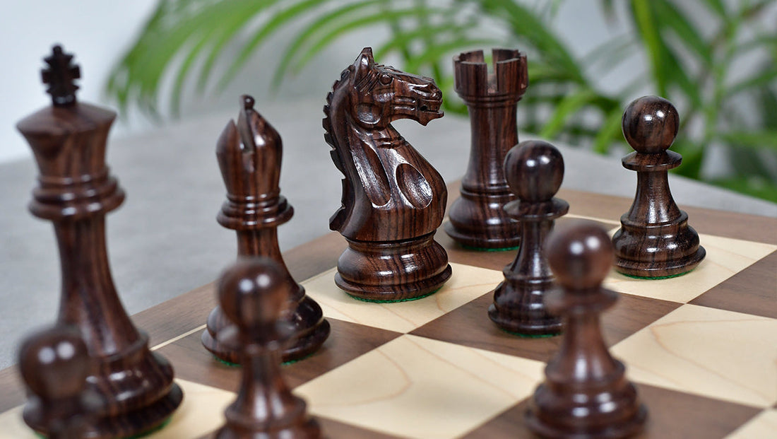 Fierce Knight Staunton Set – 4.1” King, Rosewood & Boxwood