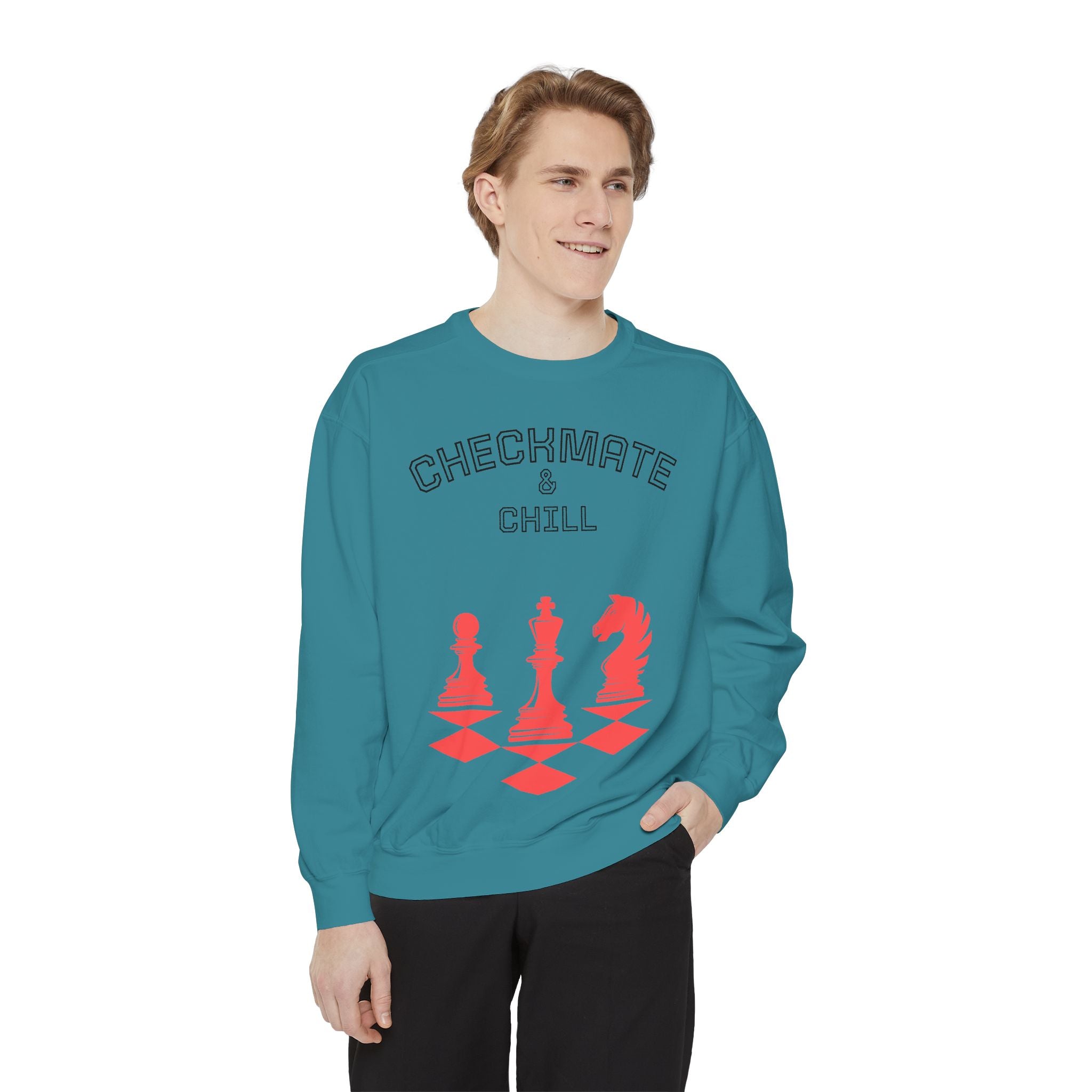 Chess-Themed Sweatshirt for Gamers and Puzzle Lovers - Checkmate & Chill 