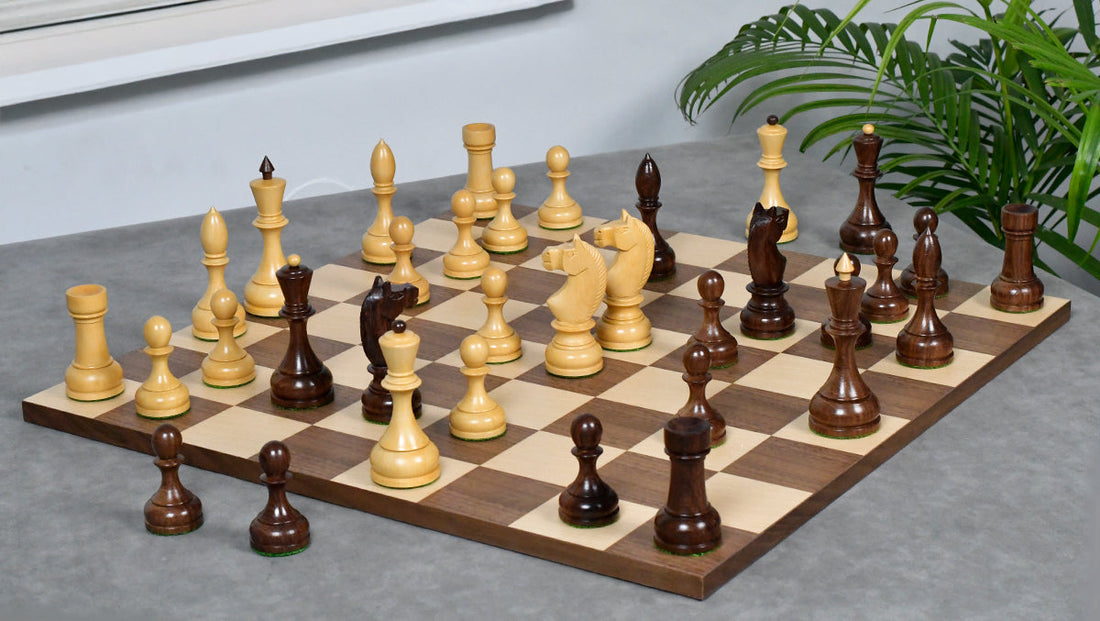 1930s Leningrad Schoolboy Chess Set – 4.2'' Sheesham Pieces