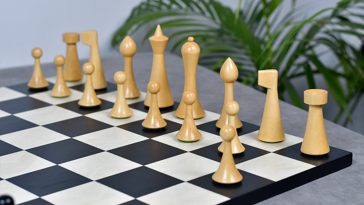 Herman Ohme Chess Pieces – 3.75'' King, Ebonized Boxwood