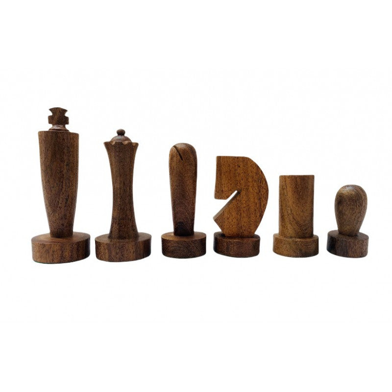 3.9″ Berliner Modern Minimalist Chess Pieces – Weighted Acacia Wood Set