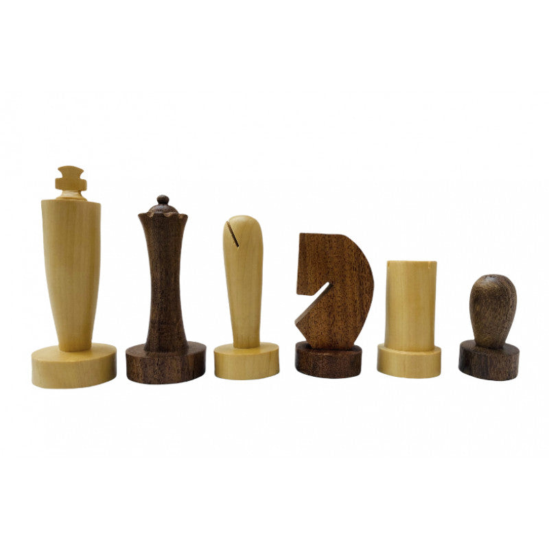 3.9″ Berliner Modern Minimalist Chess Pieces – Weighted Acacia Wood Set