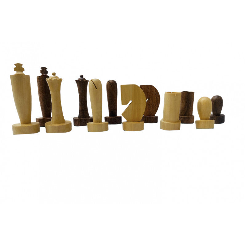 3.9″ Berliner Modern Minimalist Chess Pieces – Weighted Acacia Wood Set