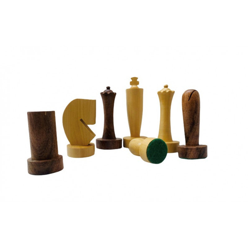 3.9″ Berliner Modern Minimalist Chess Pieces – Weighted Acacia Wood Set
