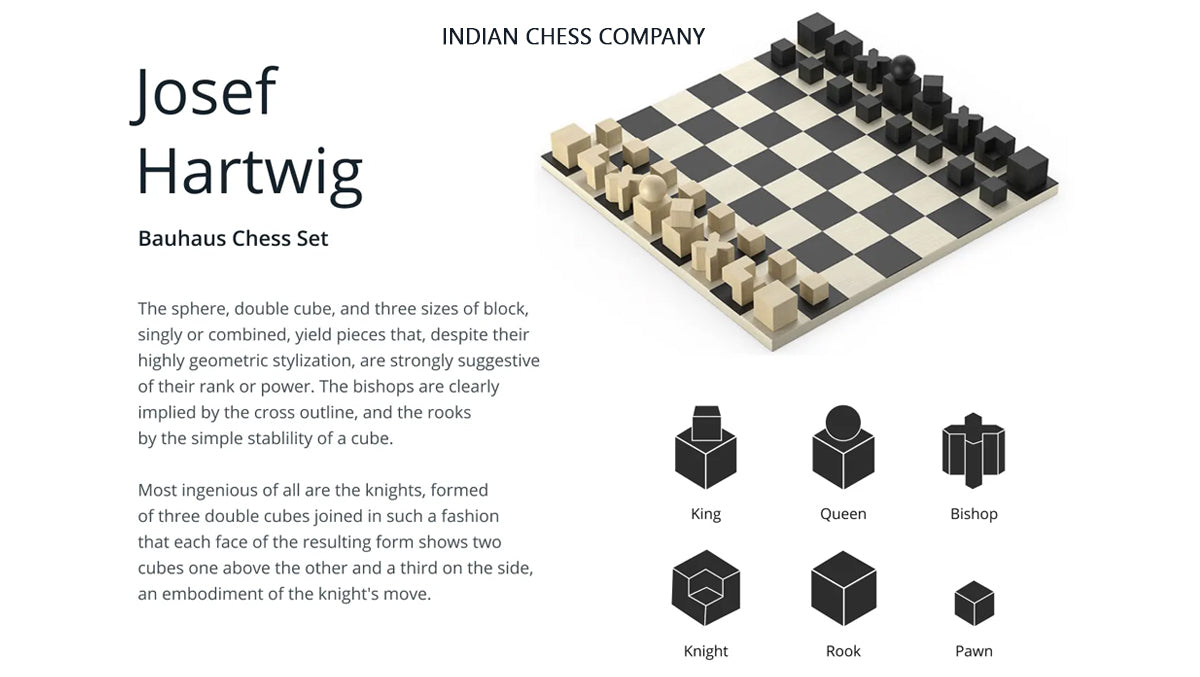 Josef Hartwig Bauhaus Chess Pieces (1924 Design) – 1.9” King
