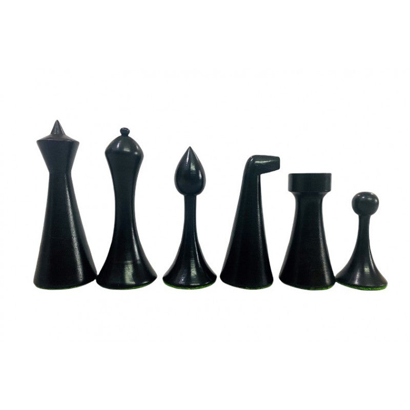 Minimalistisches Hermann Ohme Schachset 3,6" – ebonisierte Figuren & randloses Brett