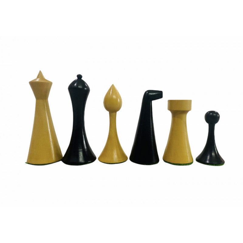 Minimalistisches Hermann Ohme Schachset 3,6" – ebonisierte Figuren & randloses Brett